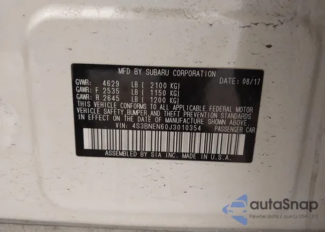 2018 Subaru Legacy 3.6R Limited z USA, uszkodzony, nr VIN 4S3BNEN60J3010354